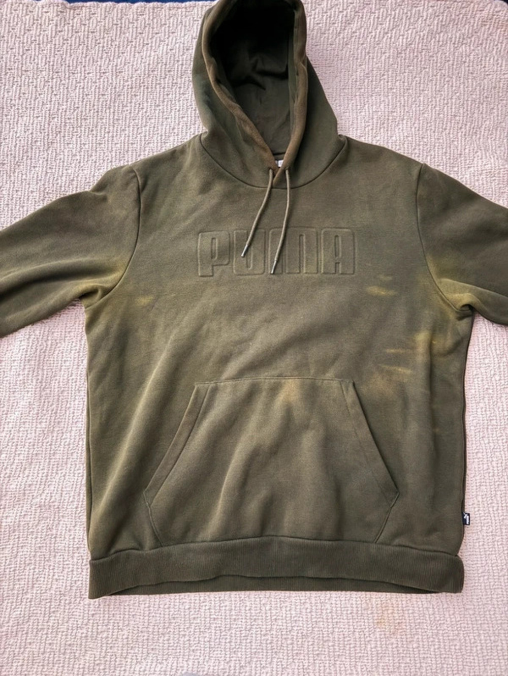 Puma Olive Green Embossed Logo Hoodie